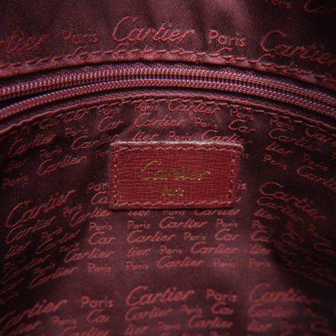 CARTIER Leather Mustodo Shoulder Bag Red WS23799