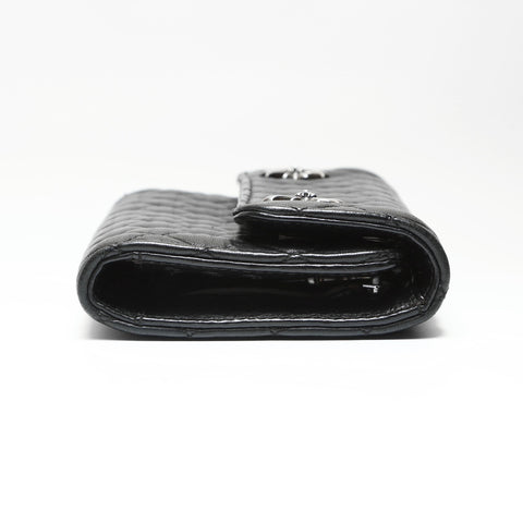 CHROME HEARTS Wave Quilted Leather Cross 3-Snap Tri-Fold Purse black WS23801