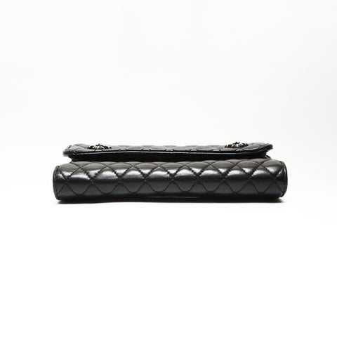 CHROME HEARTS Wave Quilted Leather Cross 3-Snap Tri-Fold Purse black WS23801