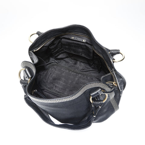 CELINE Bittersweet Leather Stitch Shoulder Bag black WS23807