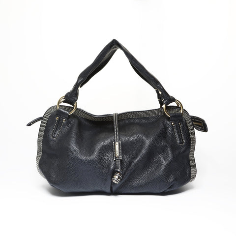 CELINE Bittersweet Leather Stitch Shoulder Bag black WS23807