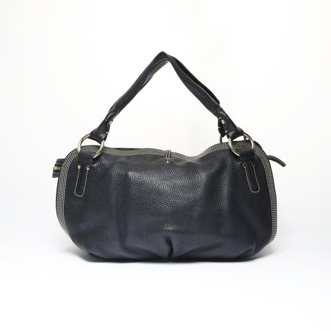CELINE Bittersweet Leather Stitch Shoulder Bag black WS23807