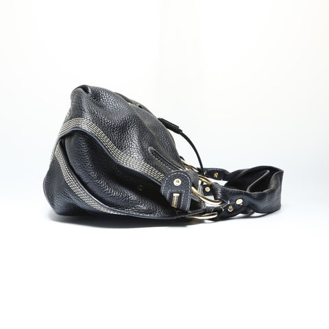 CELINE Bittersweet Leather Stitch Shoulder Bag black WS23807