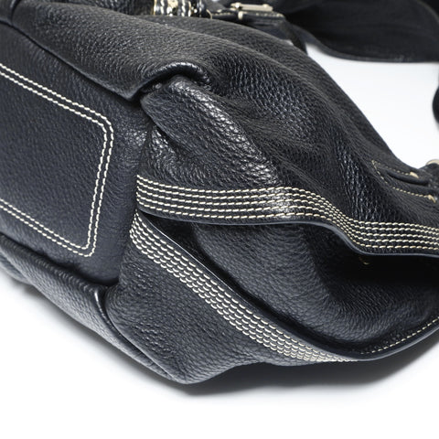 CELINE Bittersweet Leather Stitch Shoulder Bag black WS23807