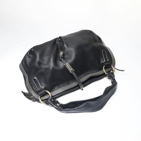 CELINE Bittersweet Leather Stitch Shoulder Bag black WS23807