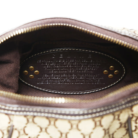 CELINE Macadam Canvas Leather Shoulder Bag Brown WS23808