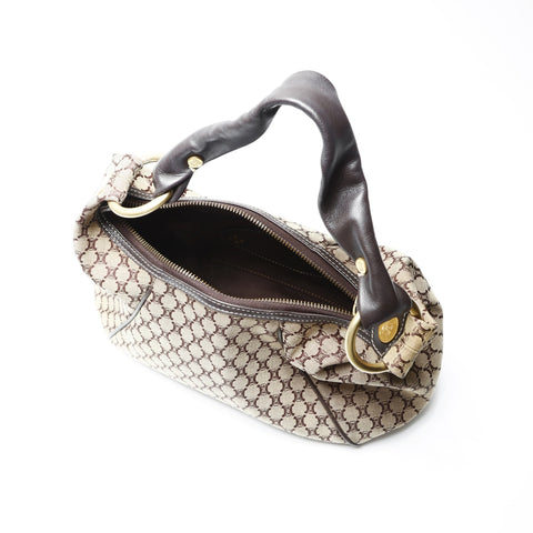 CELINE Macadam Canvas Leather Shoulder Bag Brown WS23808