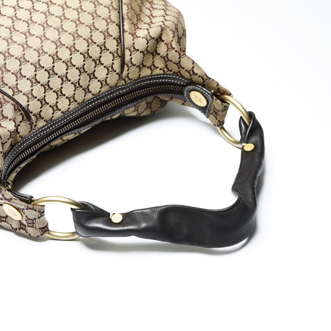 CELINE Macadam Canvas Leather Shoulder Bag Brown WS23808