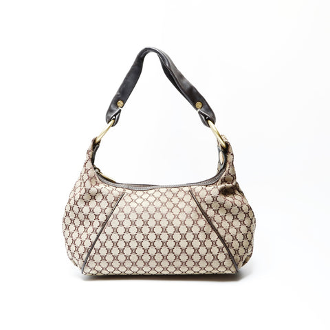 CELINE Macadam Canvas Leather Shoulder Bag Brown WS23808