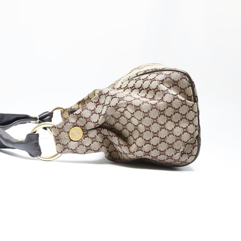 CELINE Macadam Canvas Leather Shoulder Bag Brown WS23808