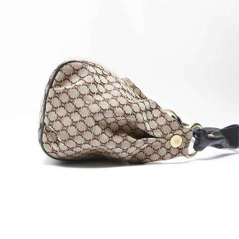 CELINE Macadam Canvas Leather Shoulder Bag Brown WS23808