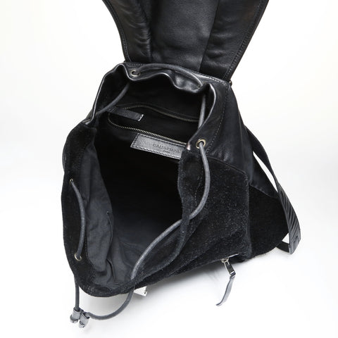 BALENCIAGA Leather Suede Rock Classic Traveler Backpack  Daypack black WS23809