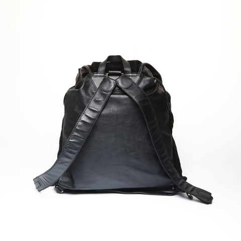 BALENCIAGA Leather Suede Rock Classic Traveler Backpack  Daypack black WS23809