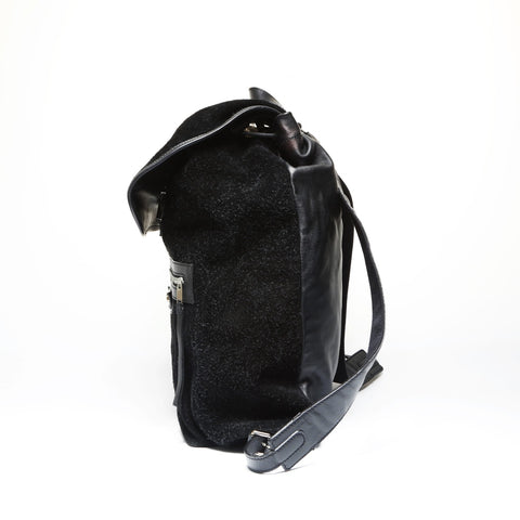 BALENCIAGA Leather Suede Rock Classic Traveler Backpack  Daypack black WS23809