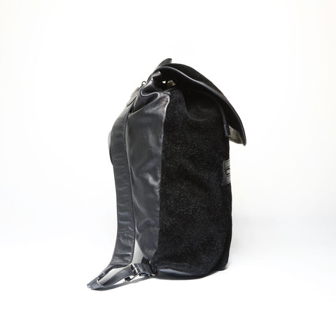 BALENCIAGA Leather Suede Rock Classic Traveler Backpack  Daypack black WS23809