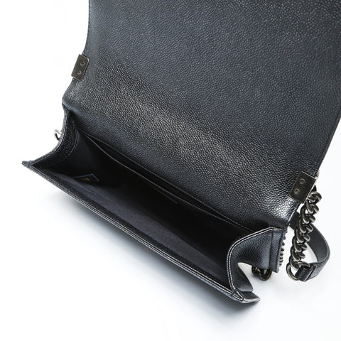 CHANEL No. 18 2013-2014 Boy Chanel Check Tweed Shoulder Bag black WS23810