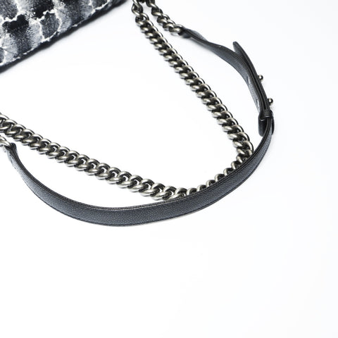 CHANEL No. 18 2013-2014 Boy Chanel Check Tweed Shoulder Bag black WS23810