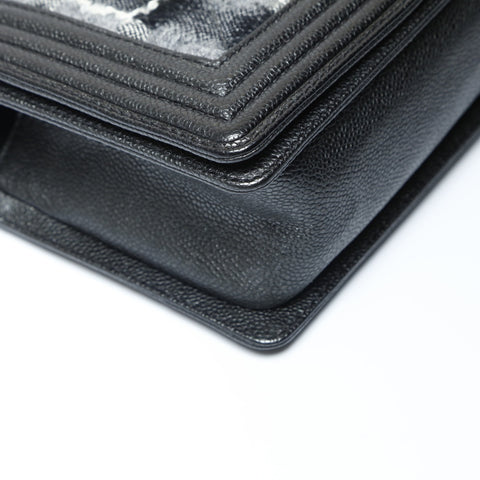 CHANEL No. 18 2013-2014 Boy Chanel Check Tweed Shoulder Bag black WS23810