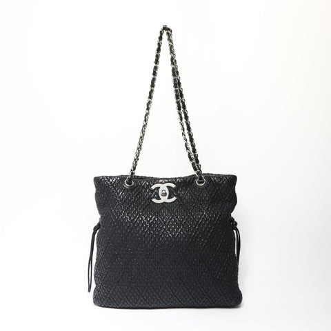 CHANEL No. 13 2009-2010 Turnlock Chain Tote Shoulder Bag black WS23811