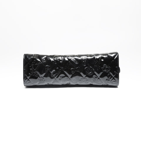 CHANEL No. 11 2006-2008 Patent leather icon motif Shoulder Bag black WS23812