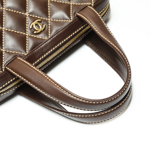 CHANEL No. 7 2001-2002 Wild Stitch COCO Mark Handbag Brown WS23814