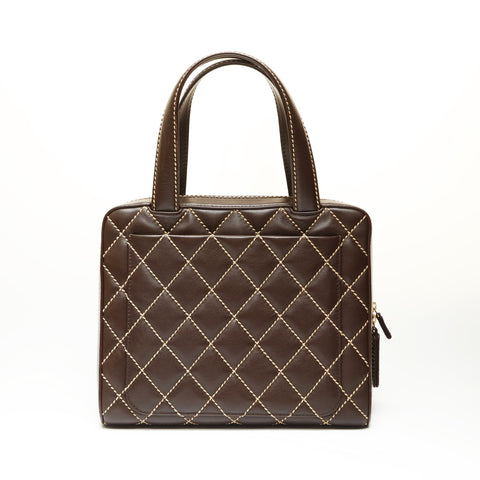 CHANEL No. 7 2001-2002 Wild Stitch COCO Mark Handbag Brown WS23814