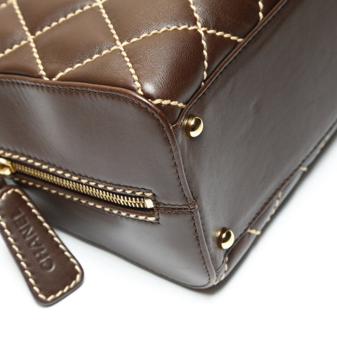 CHANEL No. 7 2001-2002 Wild Stitch COCO Mark Handbag Brown WS23814