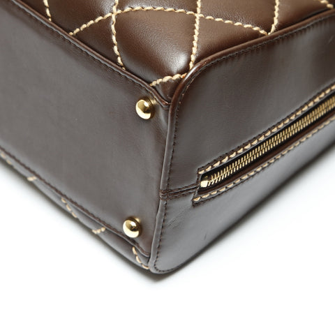 CHANEL No. 7 2001-2002 Wild Stitch COCO Mark Handbag Brown WS23814