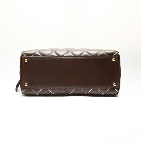 CHANEL No. 7 2001-2002 Wild Stitch COCO Mark Handbag Brown WS23814