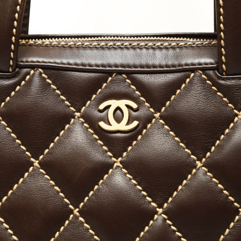CHANEL No. 7 2001-2002 Wild Stitch COCO Mark Handbag Brown WS23814