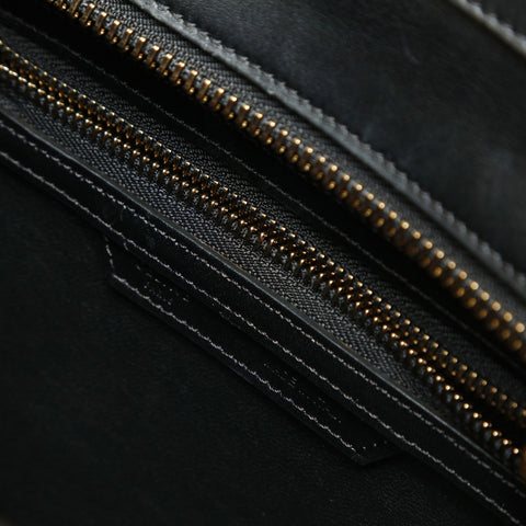 CELINE Luggage Micro Leather Suede Handbag Black White WS23816