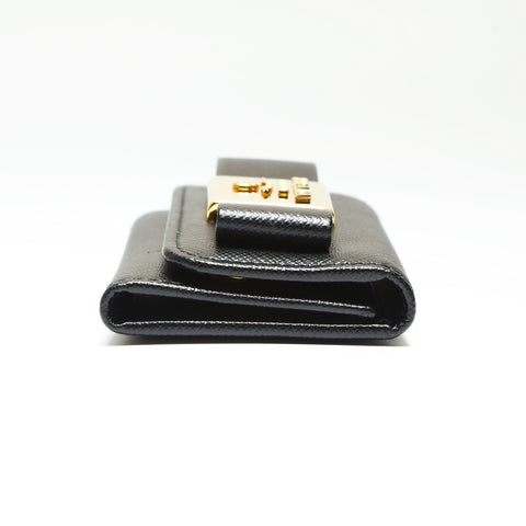 PRADA Saffiano Leather Fiocco Key holder  black WS23819