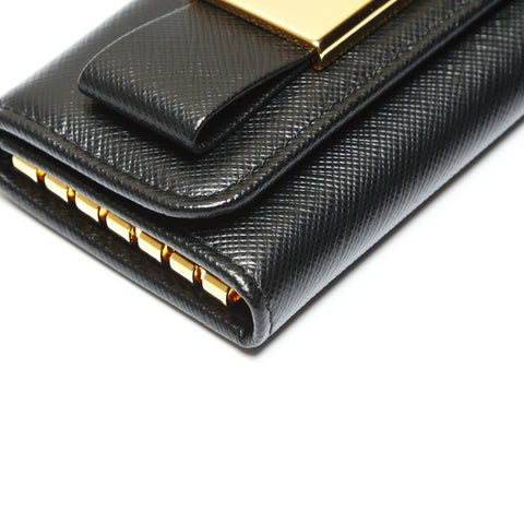 PRADA Saffiano Leather Fiocco Key holder  black WS23819