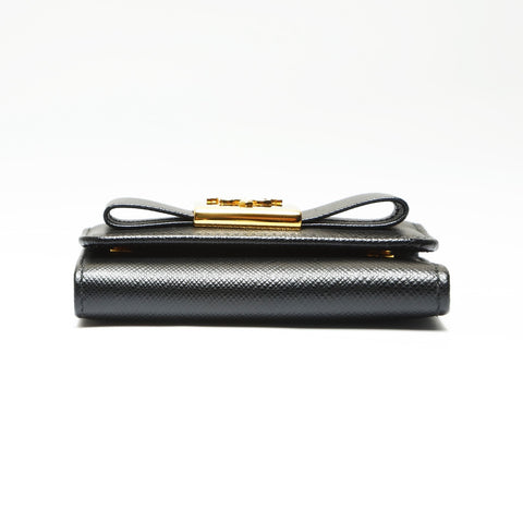PRADA Saffiano Leather Fiocco Key holder leather black WS23819