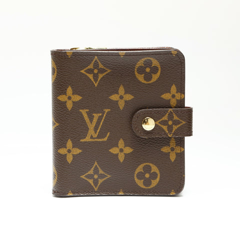 LOUIS VUITTON 2004 M61667 Monogram Compact Zip Bifold Wallet Brown WS23822