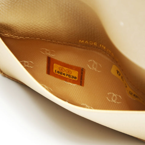 CHANEL 10 series 2005-2006 COCO Button Card Case beige WS23823