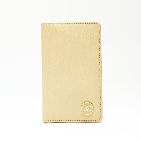 CHANEL 10 series 2005-2006 COCO Button Card Case beige WS23823