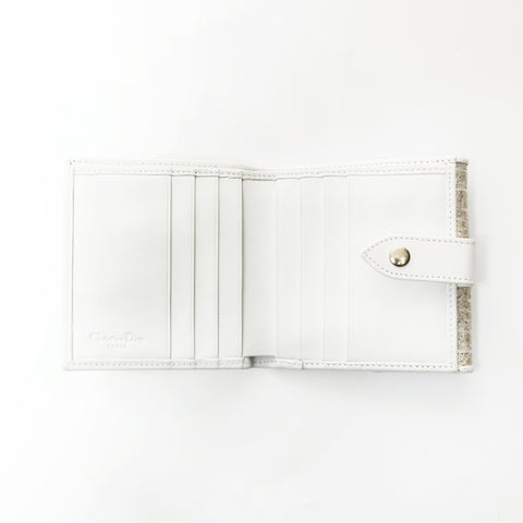 Christian Dior Trotter Canvas Gold Lame Bifold Wallet white WS23827