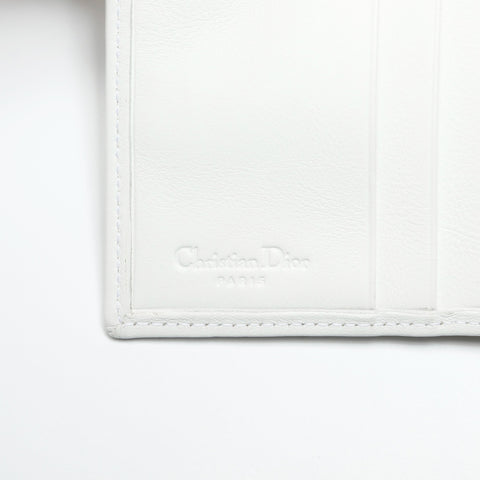 Christian Dior Trotter Canvas Gold Lame Bifold Wallet white WS23827