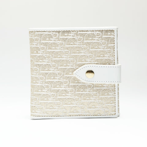 Christian Dior Trotter Canvas Gold Lame Bifold Wallet white WS23827