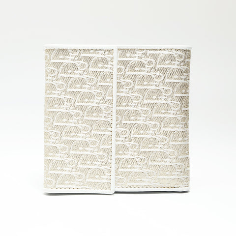 Christian Dior Trotter Canvas Gold Lame Bifold Wallet white WS23827