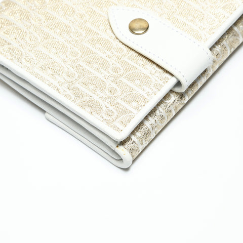 Christian Dior Trotter Canvas Gold Lame Bifold Wallet white WS23827