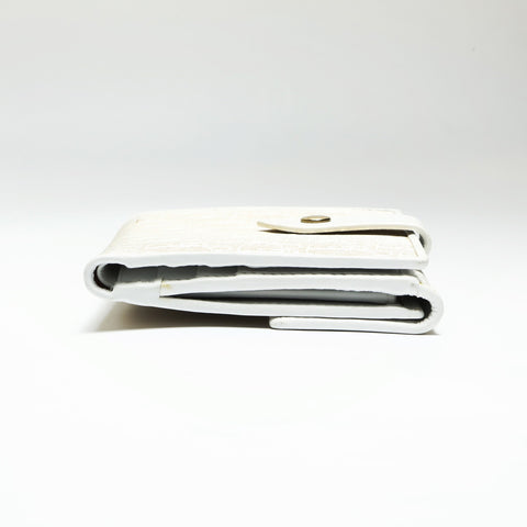 Christian Dior Trotter Canvas Gold Lame Bifold Wallet white WS23827