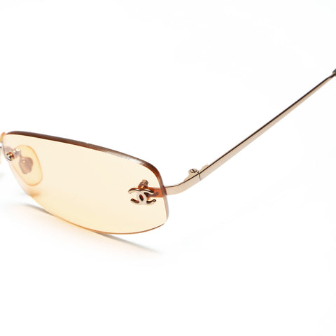 CHANEL 3rd series 1994-1999 Rimless COCO Mark Gradient Lens sunglasses Orange WS23835