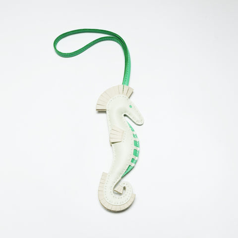 HERMES Petite Ash Seahorse Charm key ring green WS23837