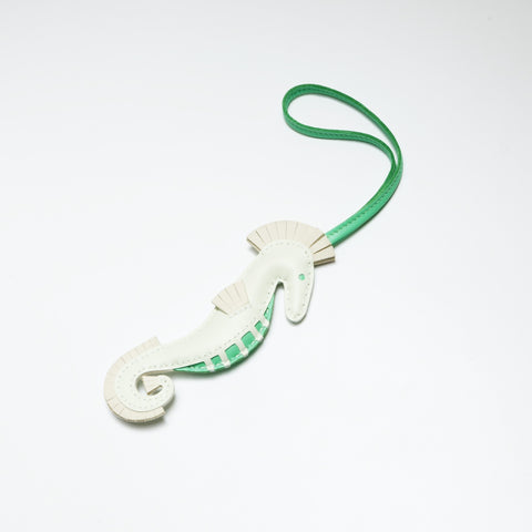 HERMES Petite Ash Seahorse Charm key ring green WS23837