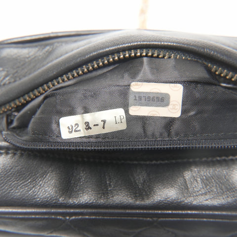 CHANEL No. 1 1989-1991 Lambskin Camera Bag with Chain and Tassel Shoulder Bag black WS23841