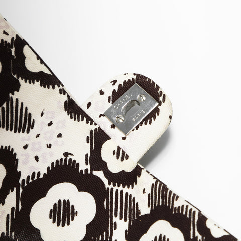 CHANEL 10 Series 2005-2006 Canvas Camellia Flap Chain Shoulder Bag Beige brown WS23844