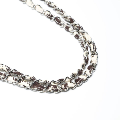 CHANEL 10 Series 2005-2006 Canvas Camellia Flap Chain Shoulder Bag Beige brown WS23844