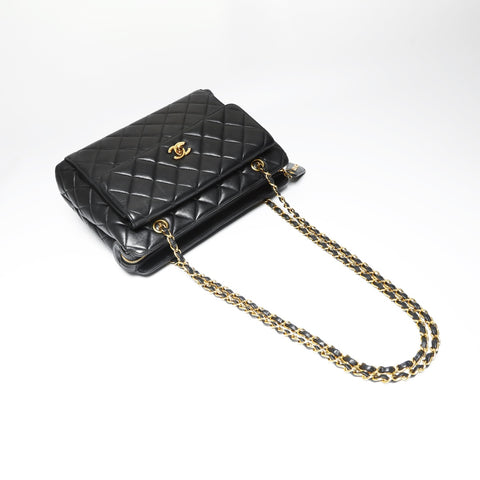 CHANEL No. 4 1996-1997 Lambskin Matelasse Tote Bag Shoulder Bag black WS23845